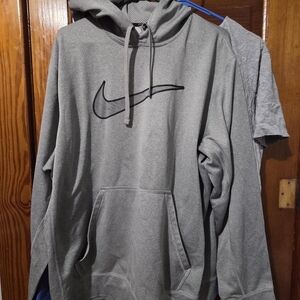 Nike Men's Heather Gray Hoodie with Black Swoosh